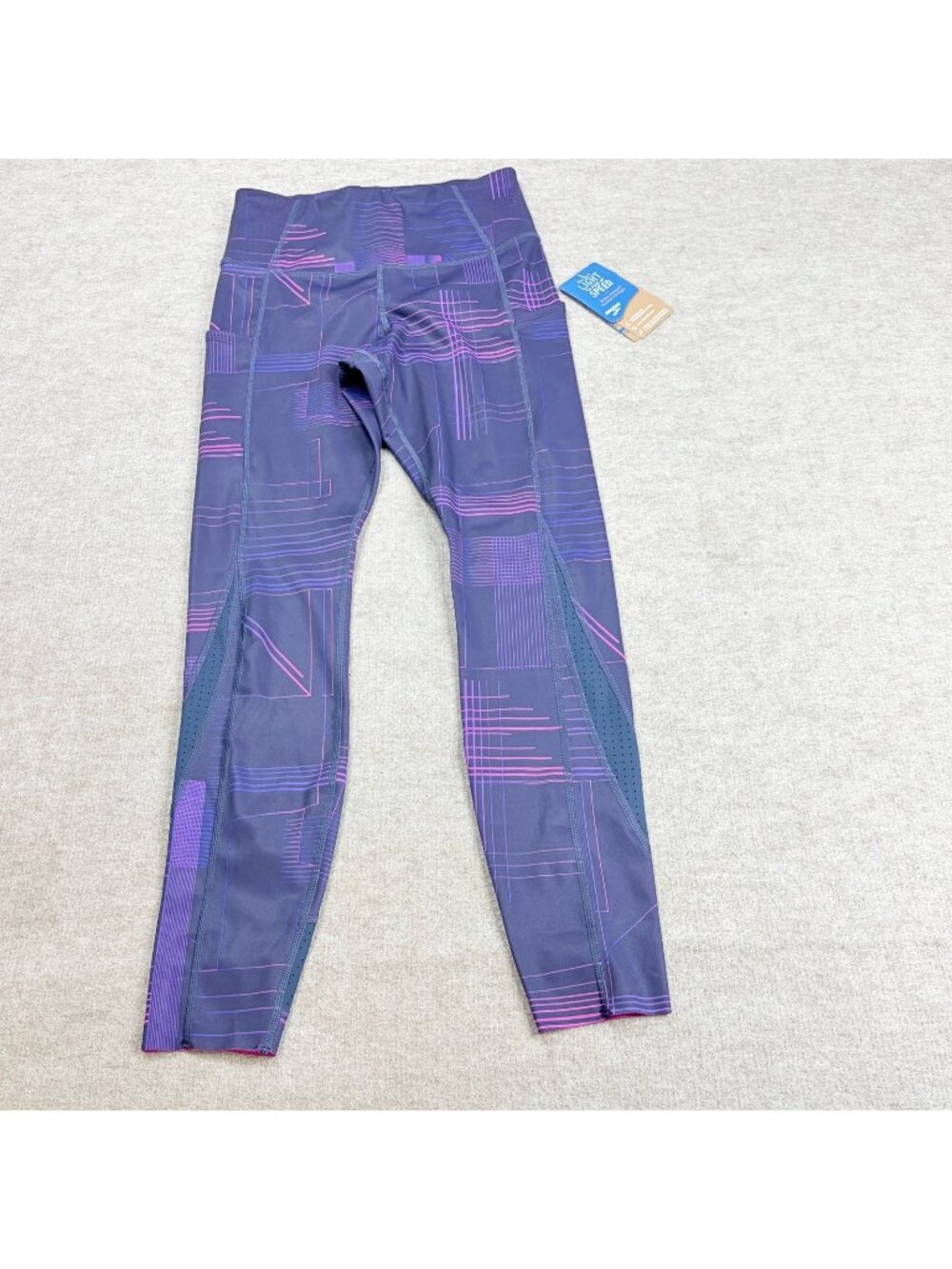 Brooks Womens Leggings Small Blue Method 7/8 Matrix High Waisted NEW